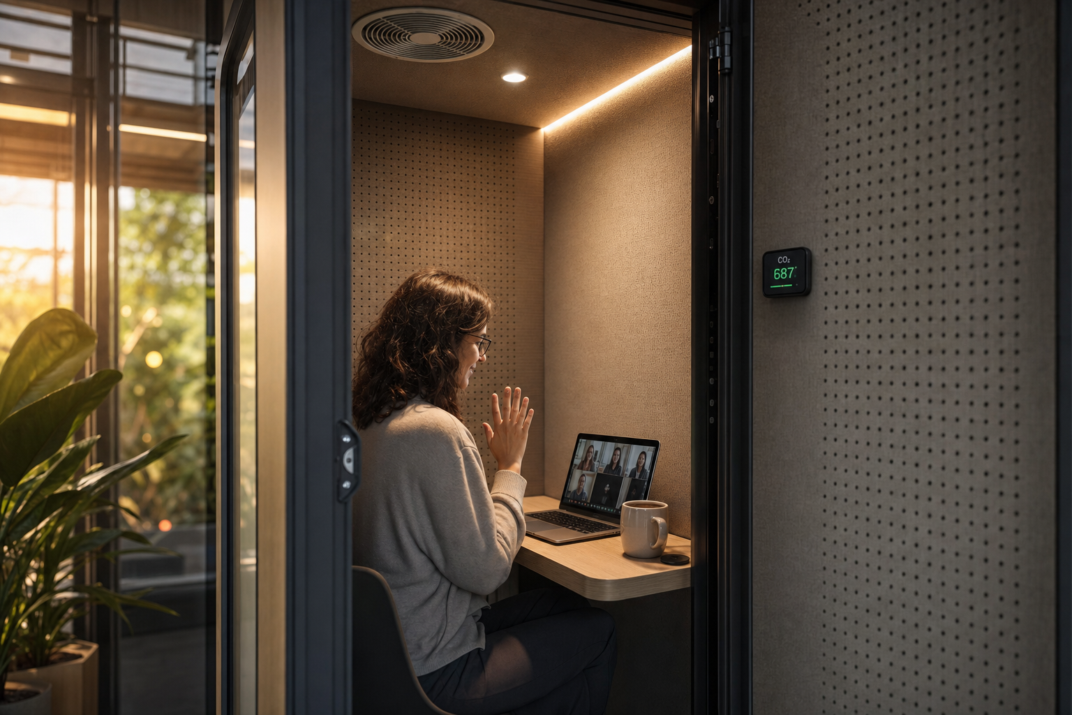 Ventilatie en geluidsisolatie in kantoor cabines