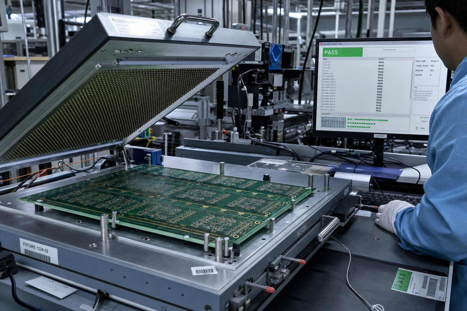 Test points and boundary scan layout on PCB
