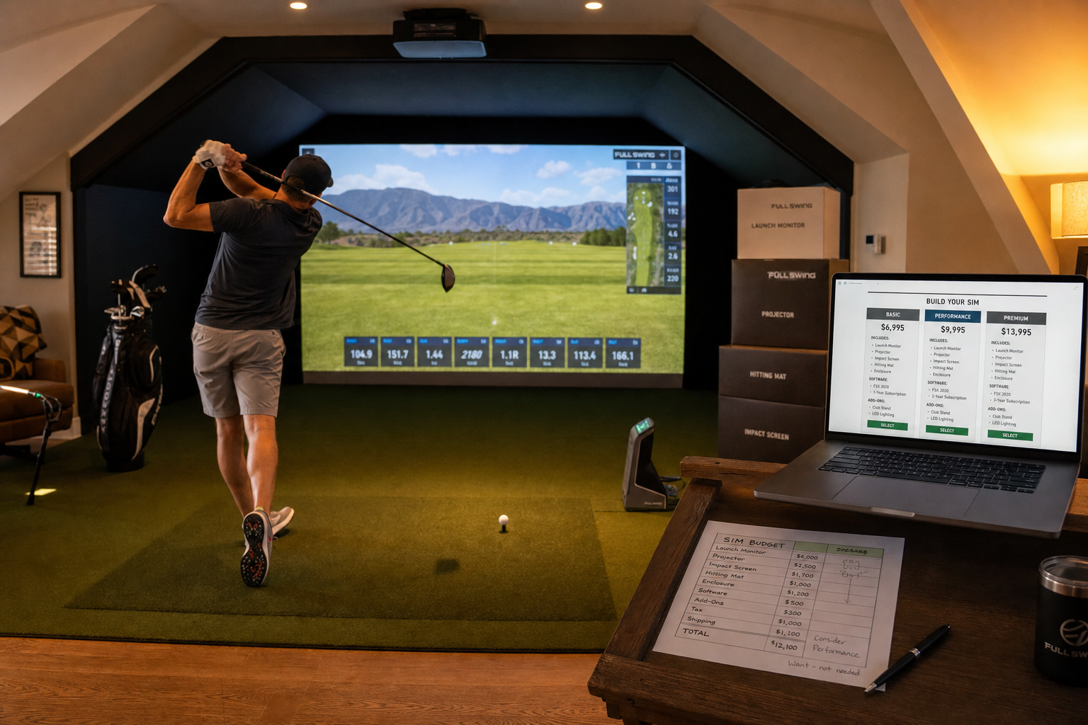 Indoor golf simulator kostenopties